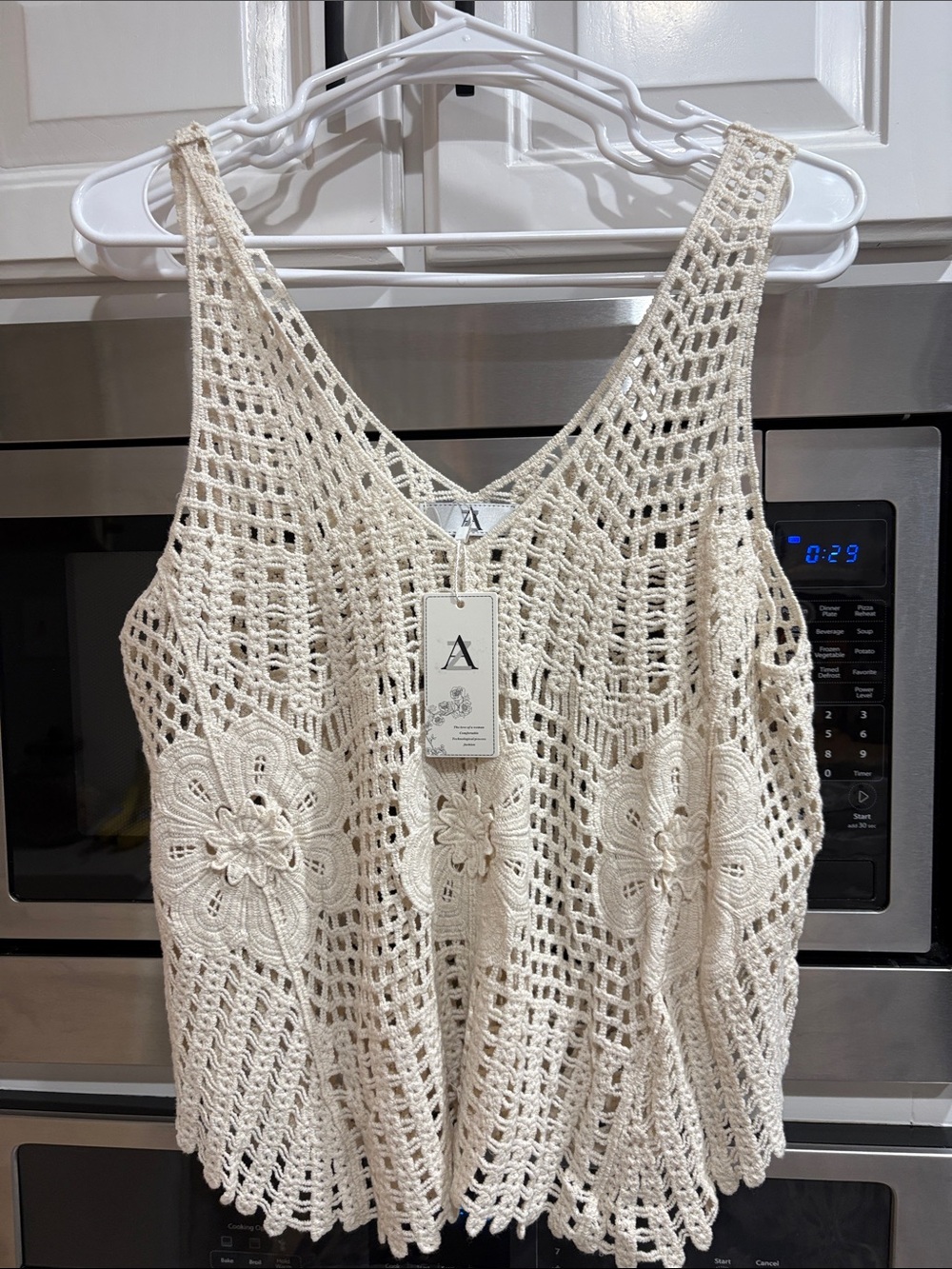 New Crochet Floral Tank Top - Cream